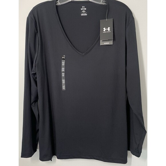 Under Armour V-Neck Meridian Long sleeve Longline Shirt Women’s S Black LooseFit - Picture 1 of 12